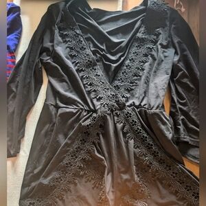 Black Lace Trim Romper